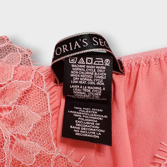 Victoria's Secret Coral Pink Satin Lace Babydoll Flyaway Camisole Medium Dainty - Picture 9 of 11